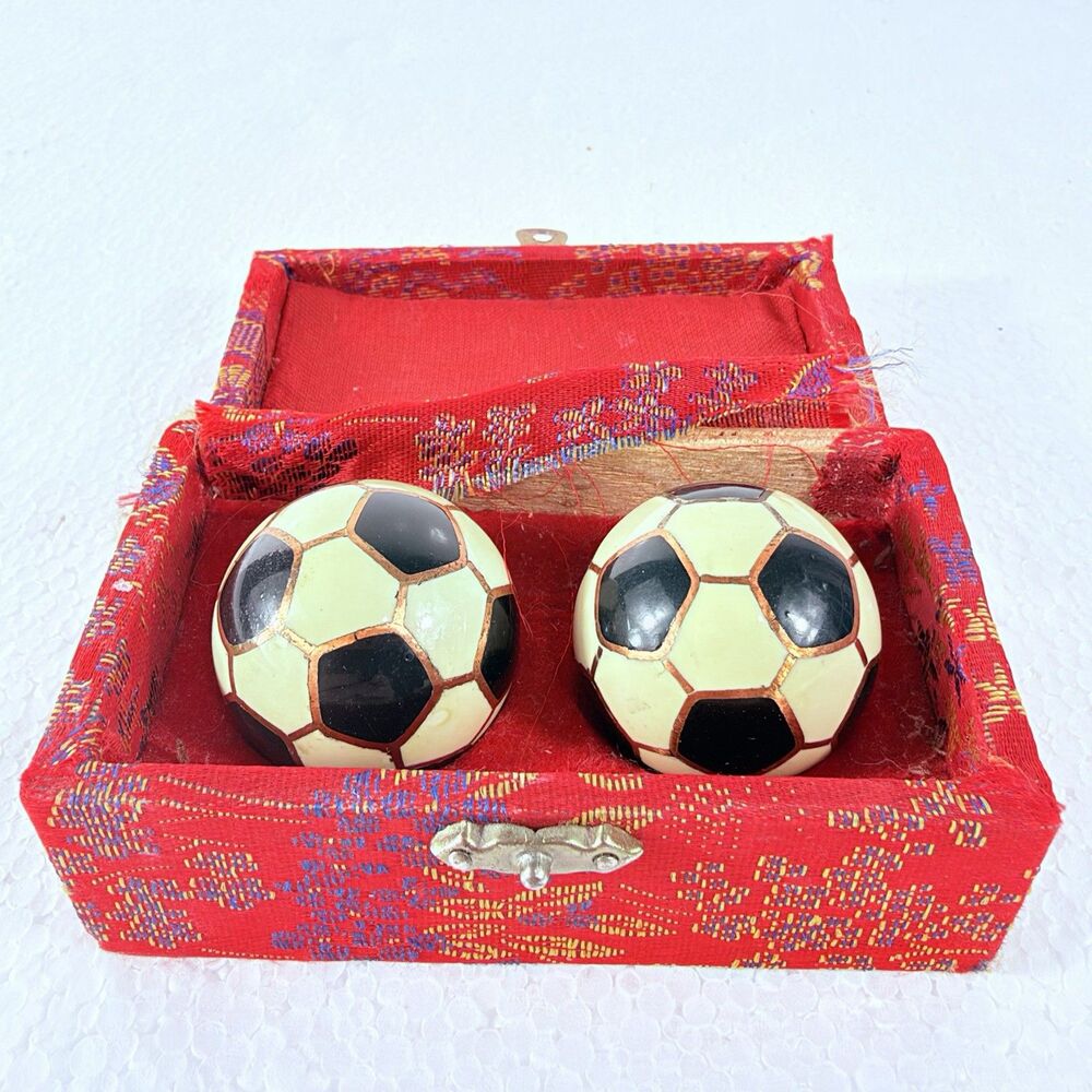 Traditional Chinese Health Exercise Stress Message Balls w/Chime Soccer Themed